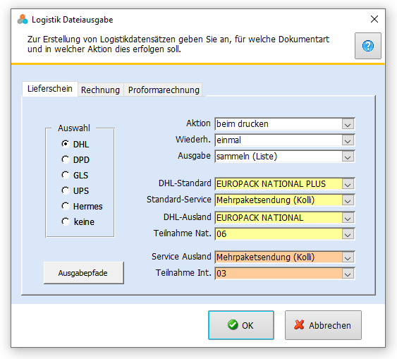 Versandparameter in Faktura-XP Warenwirtschaft einstellen