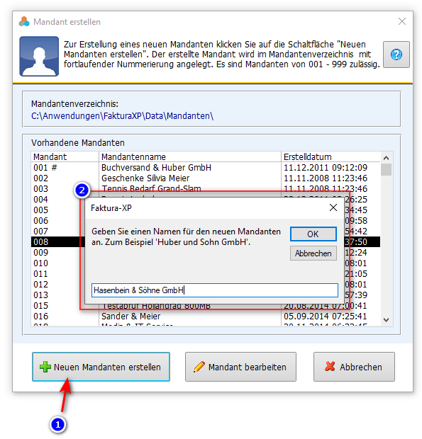 Mandant in Faktura-XP Warenwirtschaft erstellen bzw. anlegen