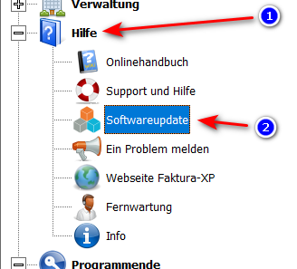 Navigation zum Faktura-XP Warenwirtschaft Softwareupdate