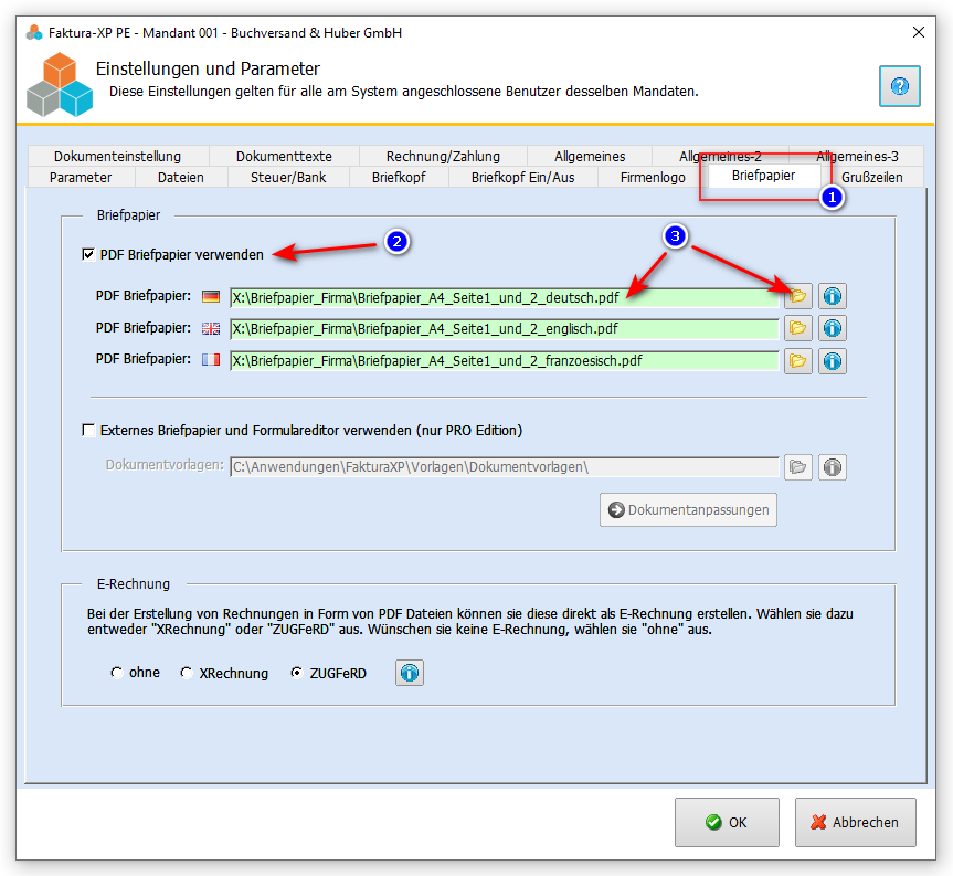 Verwendung von PDF Briefpapier in Faktura-XP Warenwirtschaft
