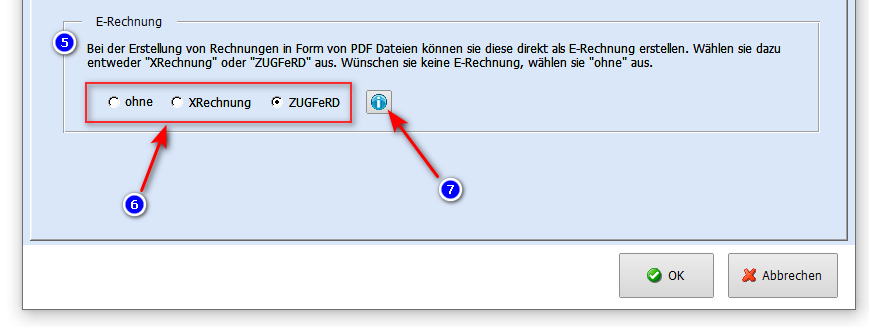 E-Rechnung - XRechnung - ZUGFeRD Einstellung in Faktura-XP Warenwirtschaft