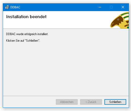 Installation bzw. Setup der DDBAC Runtime Schritt-3 - fertigstellen