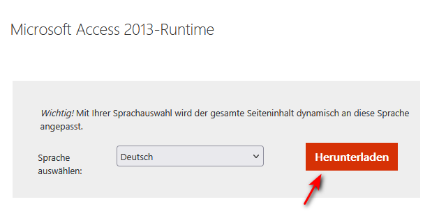 Access Runtime 2013 aus dem Microsoft Download-Center