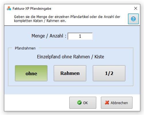 Pfandeingabe bei der Artikelerfassung in Lieferschein oder Rechnung von Faktura-XP Warenwirtschaft