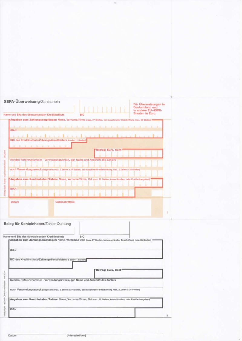 Bits & Paper SEPA Überweisung / Zahlschein "BP0107"